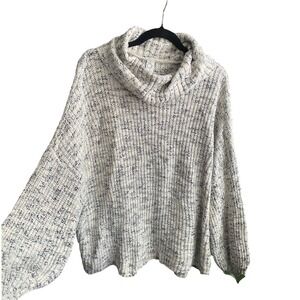 Aerie Chunky Knit Oversized Cowl Neck Gray Sweater Pullover Medium Heritage Cozy